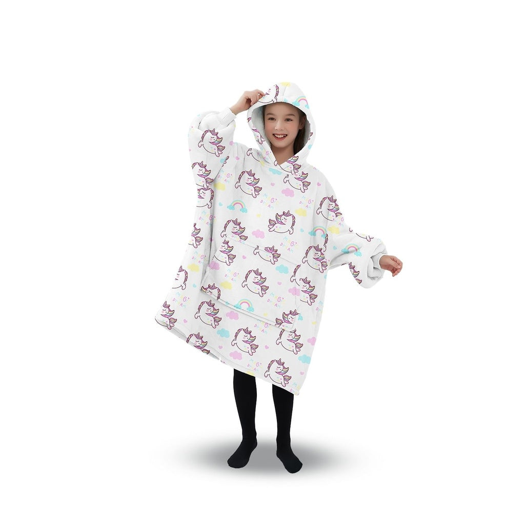 GOMINIMO Hoodie Blanket (Kids Unicorn white)